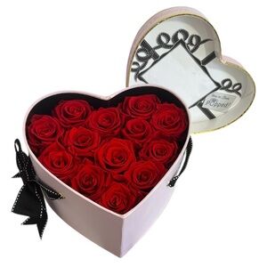 Rosepops Preserved Red Roses In Heat Shaped Box Excellent Condition!